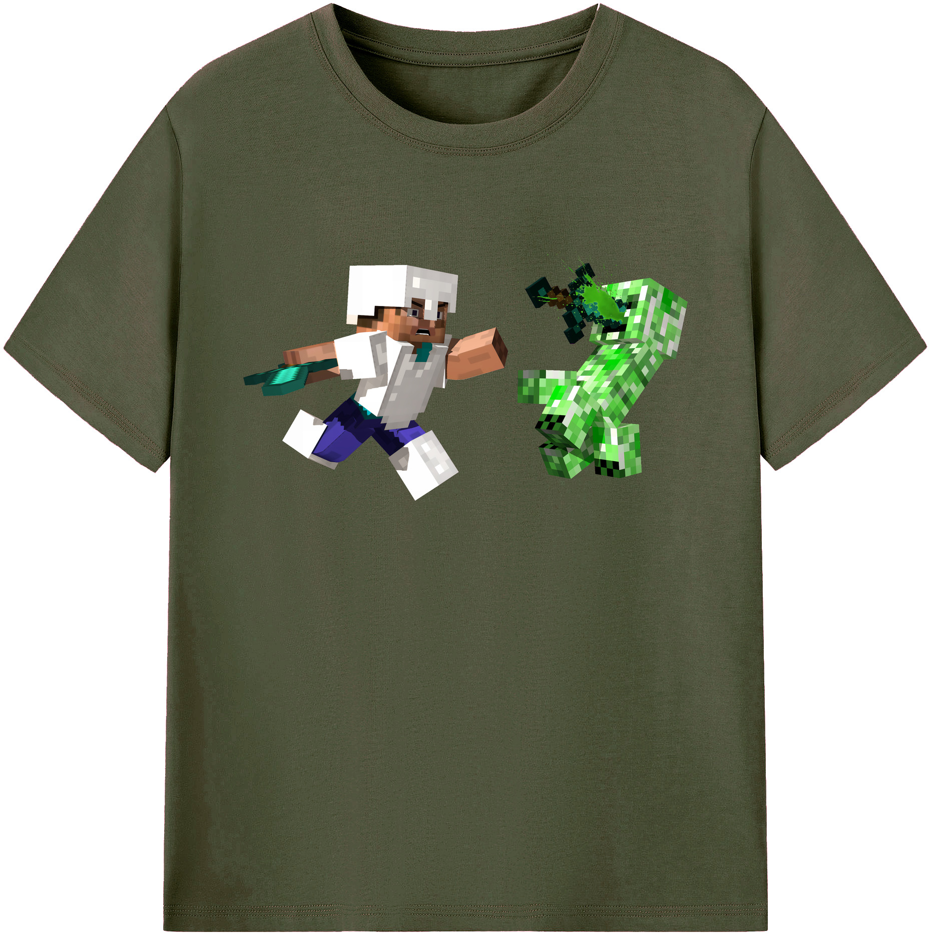 （画像用） マインクラフト ブロックの世界 Minecraft MC Block world 綿100％ メンズ半袖Tシャツ｜肌触りやわらか＆通気性